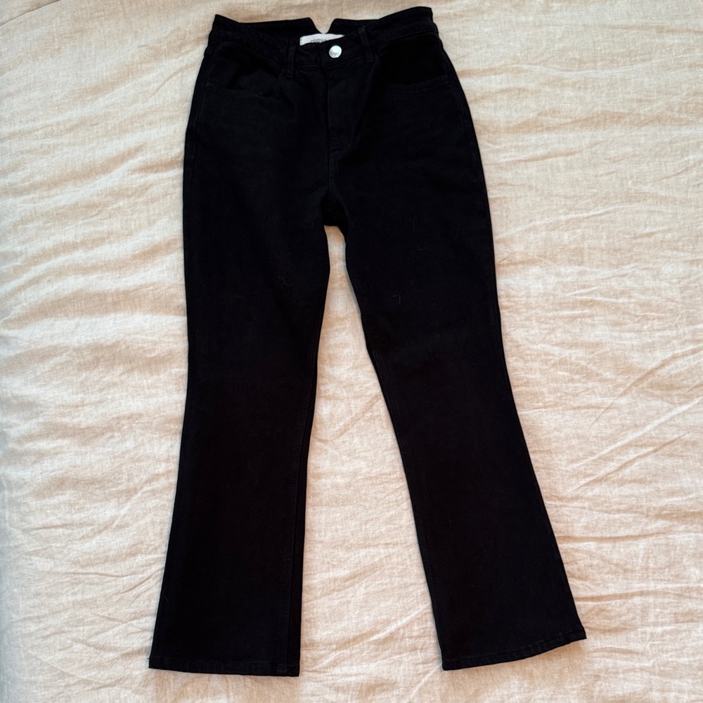 SPRWMN Black Flared DENIM, 27 x 28, rich blk saturation